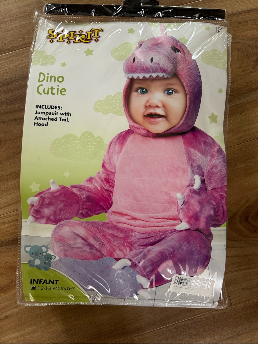 Spirit Infant Pink and Lavender Dino Costume Jumpsuit